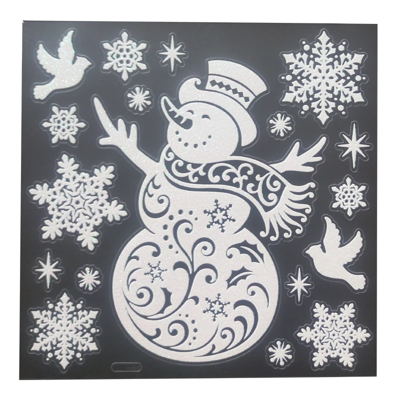 

Christmas gift Xmas New year decorations sticker Snowflake Snowman figure stickers Window Glass sticker Toys for children kids