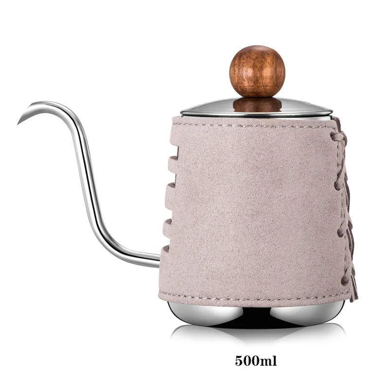 500 мл из нержавеющей стали Кожа анти-скальдинг Ручная стирка заварник для чая кофе судно с крышкой капает гусиная шея горшок длинный рот заварник для кофе, чая - Цвет: 2