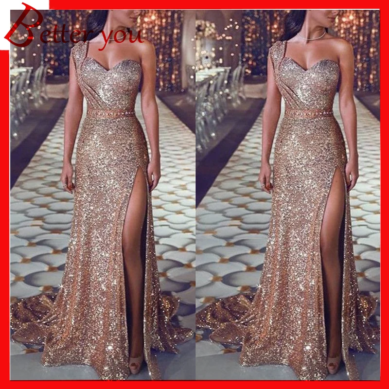 

2019 Women New dress Sexy formal dress women elegant one shoulder sleeveless split long party club maxi dress