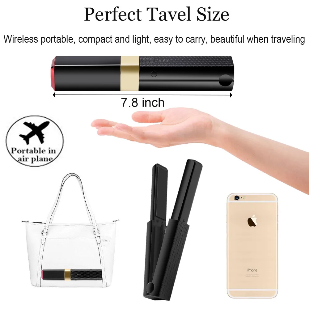 

USB Rechargeable Cordless Portable Mini Lipstick Hair Straightener Professional Salon Hair Styling Tools For Home Usage