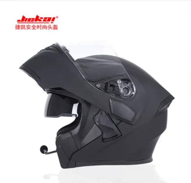 Зима JIEKAI откидной мотоциклетный шлем JK902 undrape лицевой мотоциклетный шлем из ABS PC козырек объектив с Bluetooth - Цвет: Matte black