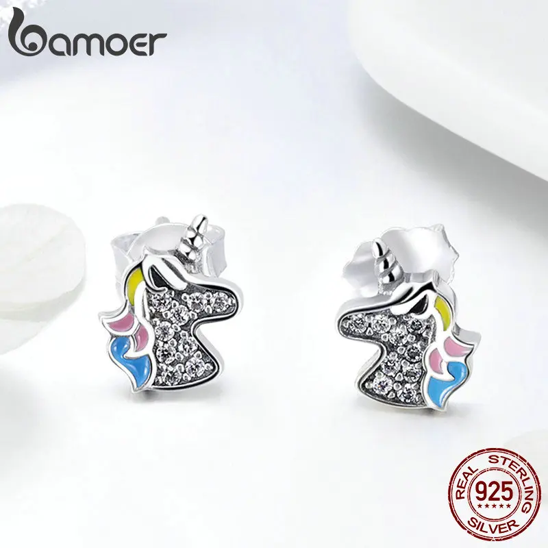 Серьги гвоздики bamoer из стерлингового серебра 925 пробы ослепительные серьги в