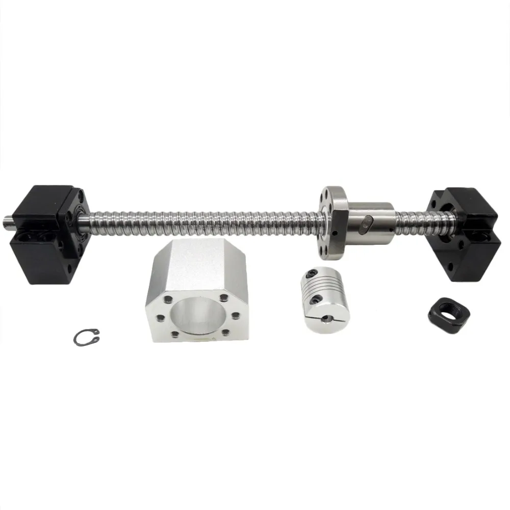 SFU1605 set: SFU1605 tornillo de bola laminado C7 con end mecanizada + 1605 tuerca de la bola + tuerca + BK/BF12 final soporte + acoplador RM1605 - 3