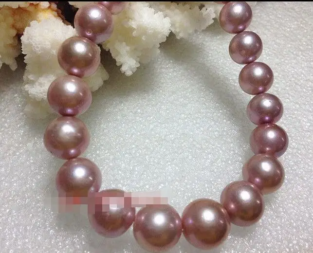 

Jew3118 HUGE 18"12-15MM NATURAL ROUND SOUTH SEA GENUINE PURPLE LAVENDER PEARL NECKLACE NEW