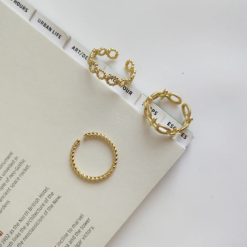 WTLTC 925 стерлингового серебра витой полые бисерные круглые кольца геометрические несколько колец минимальный пользовательский открытый кольца изысканные украшения