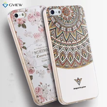 For iPhone 5s 6s Case Luxury Transparent Soft TPU 3D Relief Print Back Flip Cover Phone Bag For iphone 5 5s SE Hot New Style