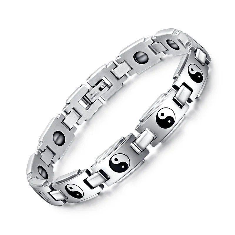 Men Therapy Bracelet with Yin Yang Gossip Pattern Stainless