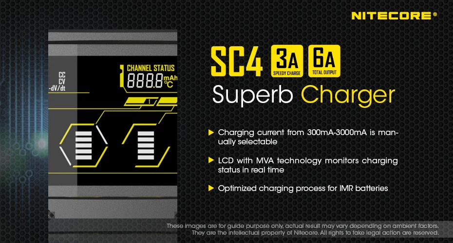 SC4 зарядный ток SC4 Superb charger составляет до 6A в общей сложности и максимальный зарядный ток до 3A в одном слоте s