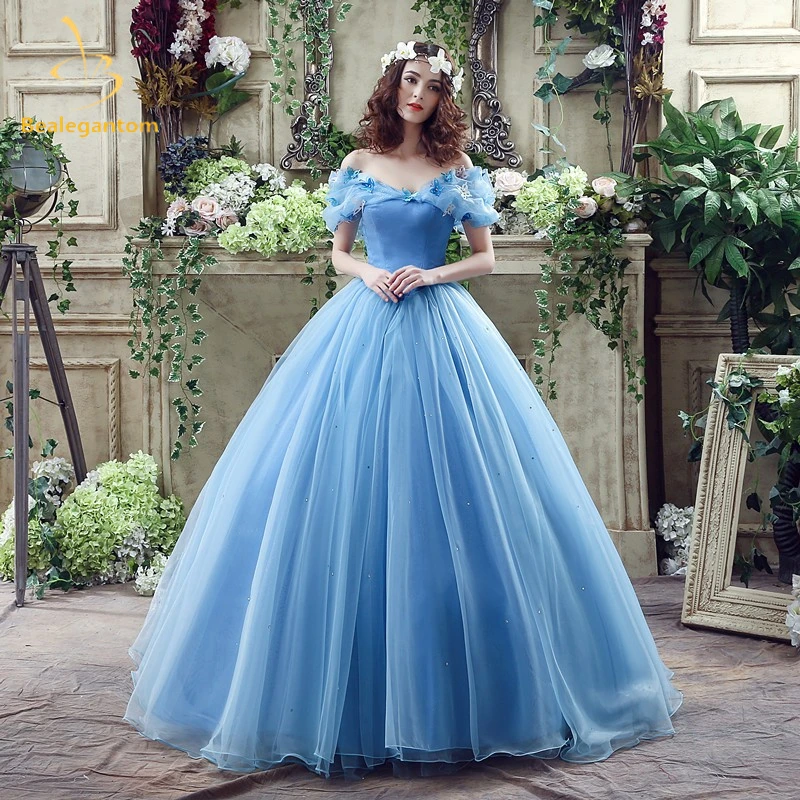 Бальные платья небесно голубого цвета Золушки Quinceanera из органзы с оборками 15 лет