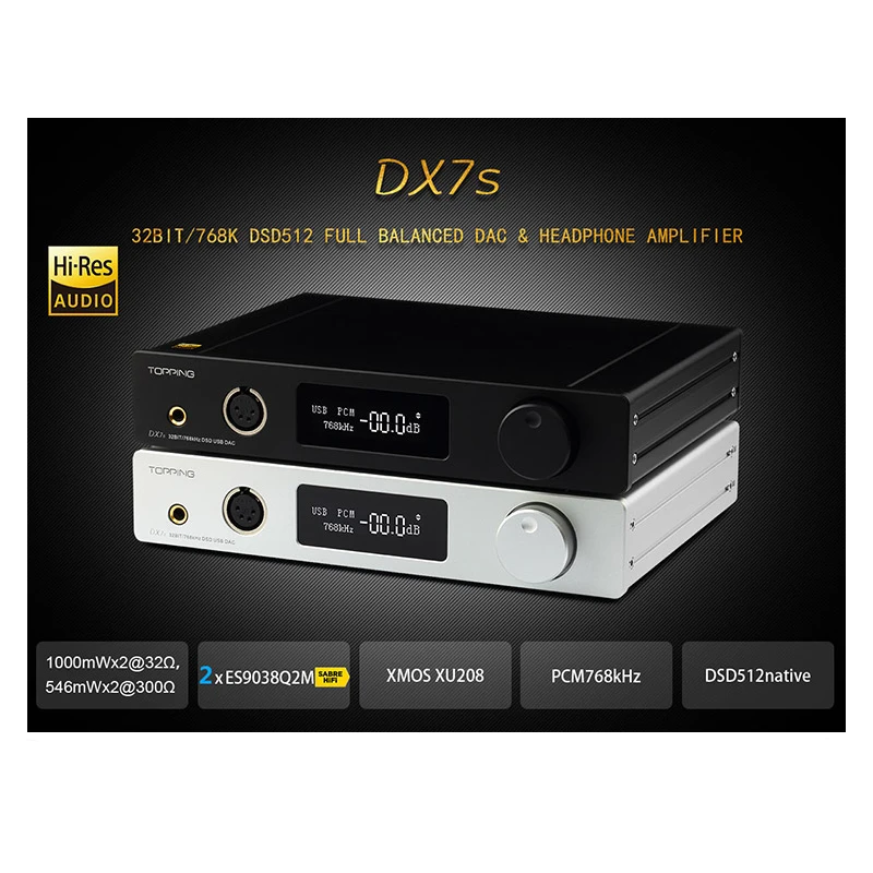 TOPPING DX7S двойной ES9038Q2M полностью сбалансированный ЦАП и усилитель для наушников