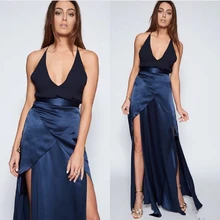 Сексуальные Длинные Юбки Женщин Сплит Высокого класса Весна Лето Runaway Длиной до пола Sml Твердые Асимметричный Высокий талия Юбки