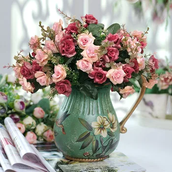 

vase floral ornaments jewelry set Home Furnishing European style living room decorative flowers