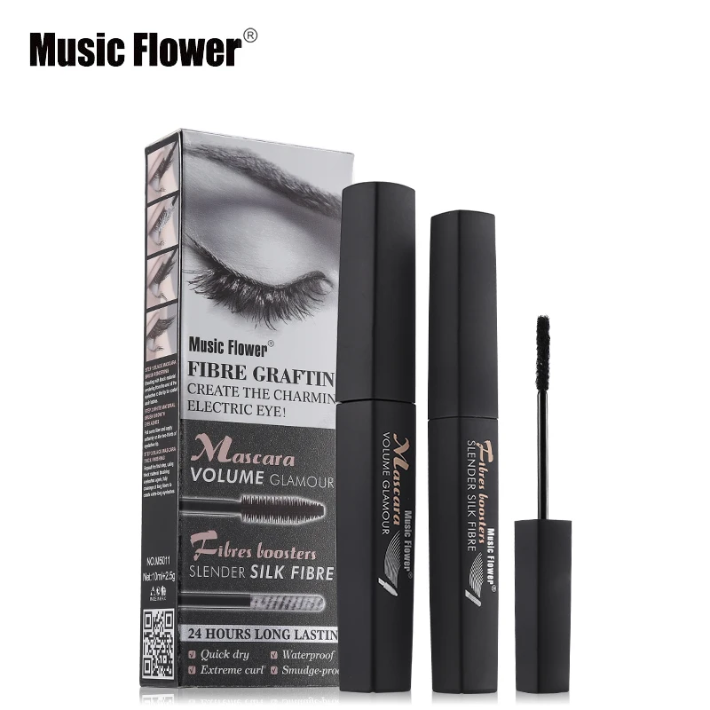 

Music Flower Brand Eye Makeup Mascara Volume Glamour Mascara 24 Hours Long Lasting Eyelash Make Up Slender Silk Fibre Waterproof
