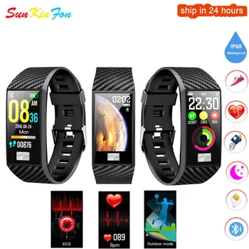 

For iPhone Xs Max XR BA18 Smart Bracelet ECG Heart Rate Blood Pressure Monitor Fitness Tracker Watch Sports Smart Wristband Band