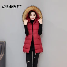 Jalabert Limited Fashion Solid Pockets 2017 Autumn And Winter New Slim Feather Cotton Fur Collar Vest