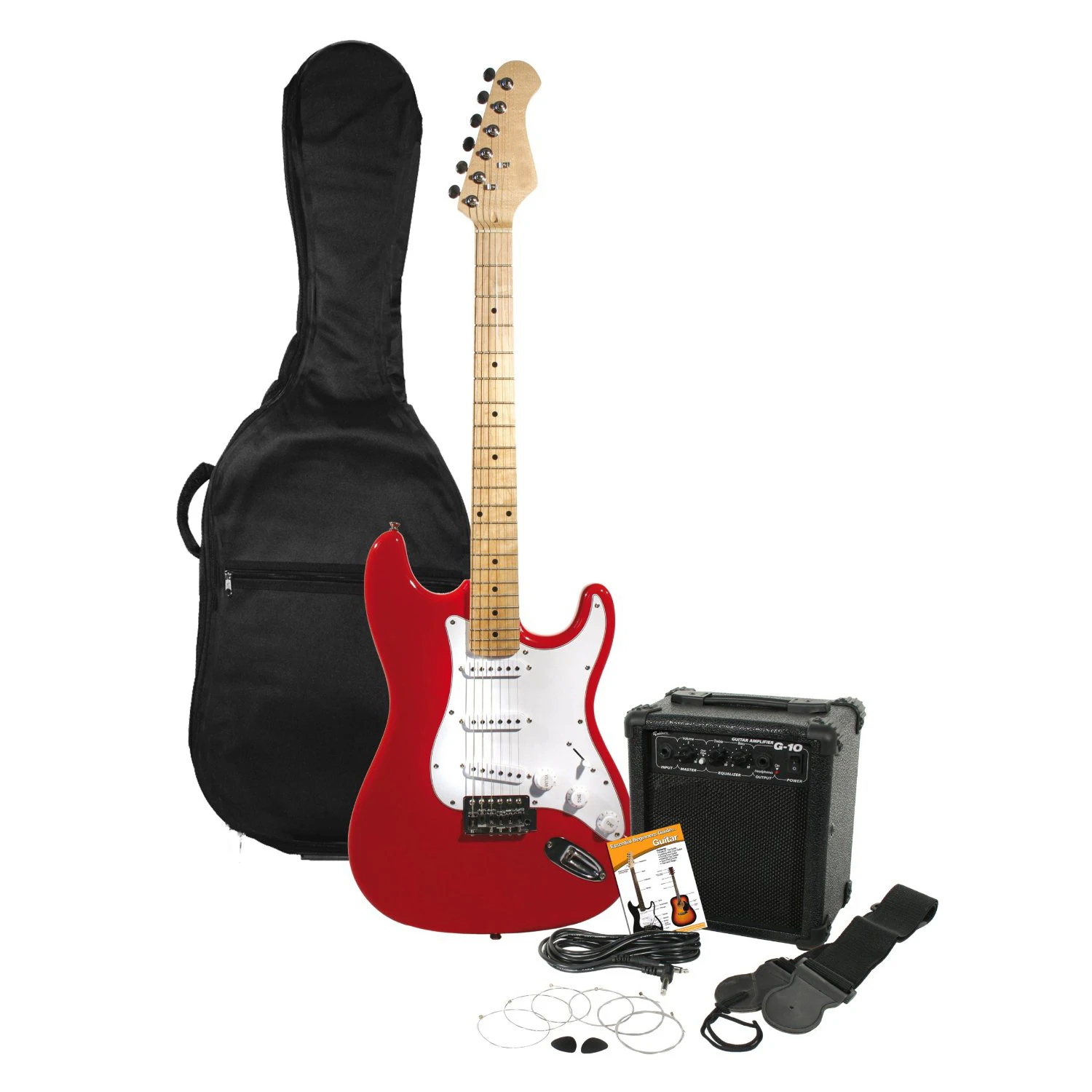 

New Red Electric Guitar +10W Amp+Gig Bag Case+Guitar Strap+Picks+Tuner