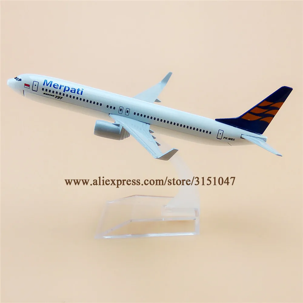

Alloy Metal Air Merpati B737 Airlines Airplane Model Merpati Boeing 737 Airways Plane Model Stand Aircraft Kids Gifts 16cm