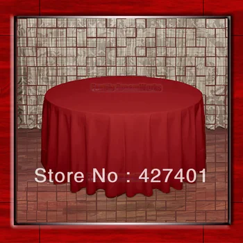 

Hot Sale 132" R Cherry Red Round Table Cloth Polyester Plain Table Cover for Wedding Events &Party Decoration(Supplier)