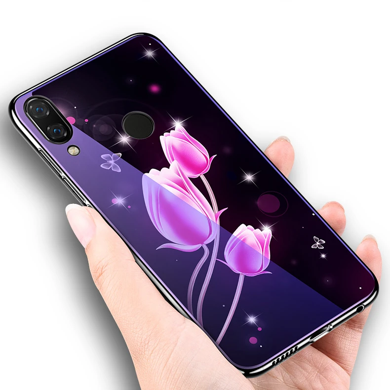 Синий светильник волк закаленное Стекло чехол для huawei Honor 10 lite мягкий краями, покрытыми металлом крышка Стекло тонкий кожаный Капа для huawei Honor 9 lite 8X