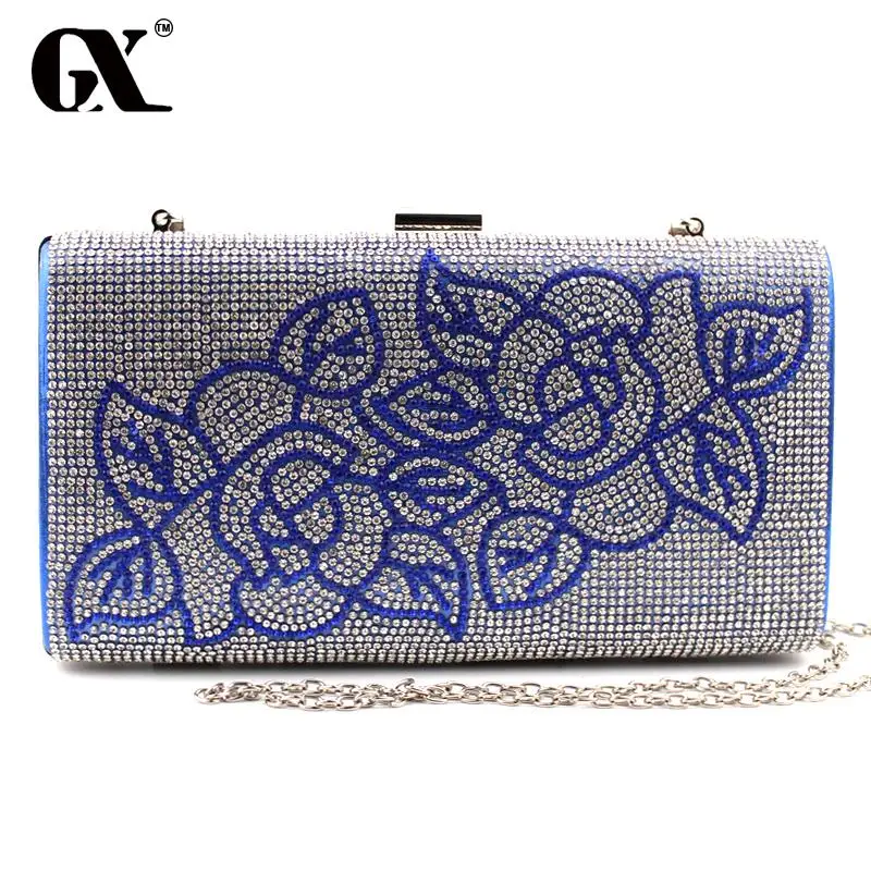 GX 2016 Classic Women Plant Gold Blue Black White Gold Purple Wedding Handbag font b Clutch