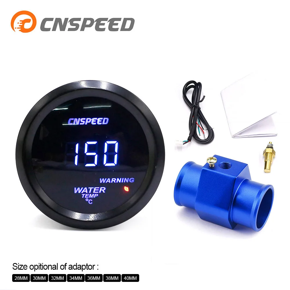 CNSPEED 2 ''52 мм Автомобильный цифровой синий светодиодный датчик температуры воды 40-150 градусов Цельсия с адаптером датчика температуры воды 1/8NPT