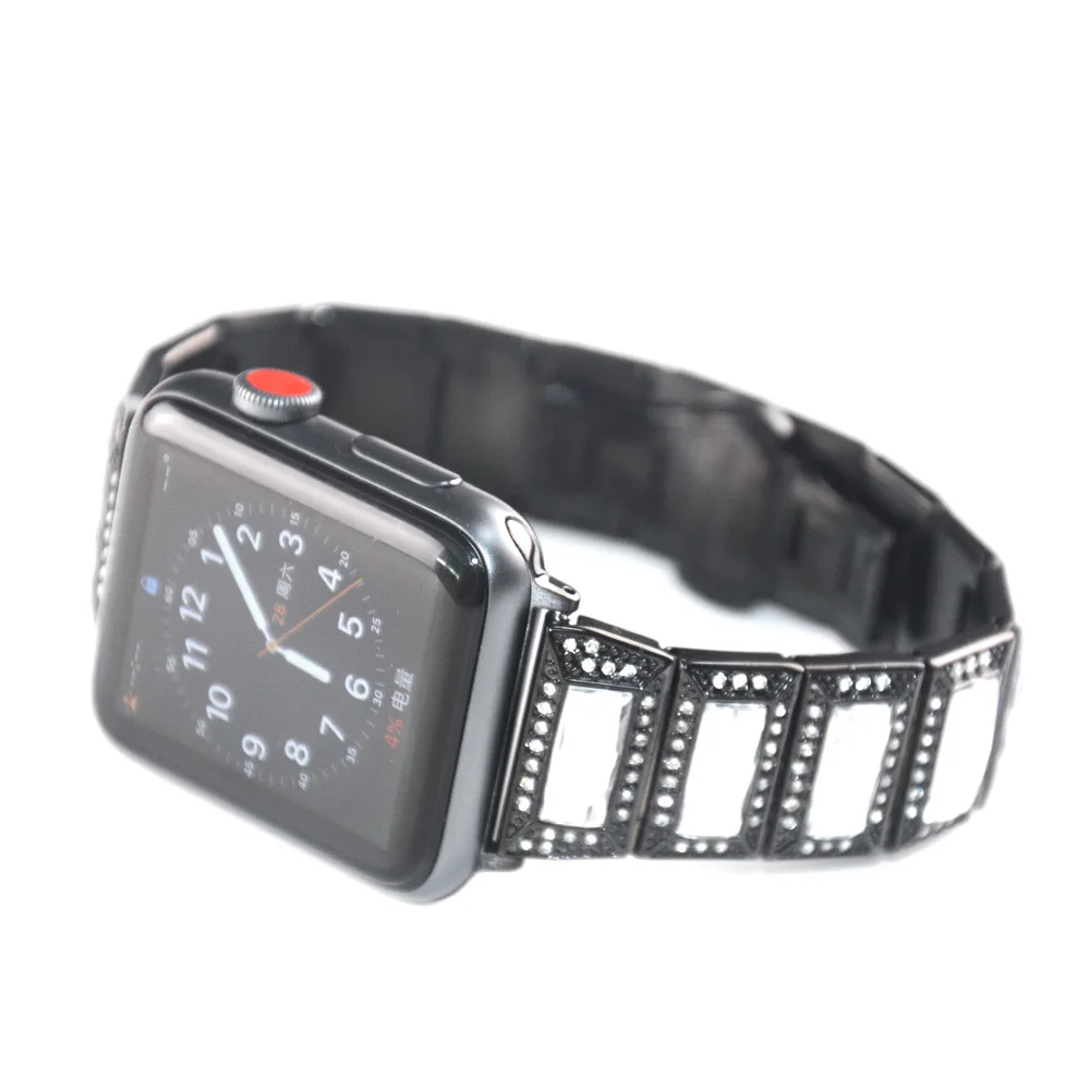 Алмазный соединяющий ремешок браслета для наручных часов Apple Watch, ремешок 42 мм, 38 мм,/44 мм/40 мм для наручных часов iWatch серии 4/3/2/1 металлический ремень на запястье часы ремешок для наручных часов