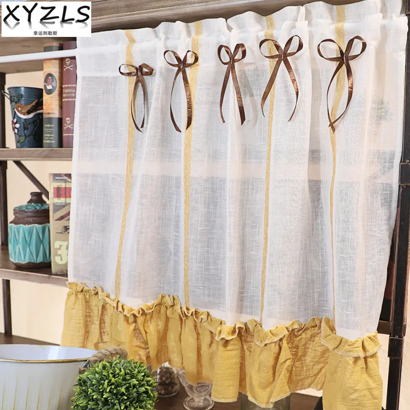 Xyzls Japanese Korea Style Yellow Kitchen Curtain Cupboard