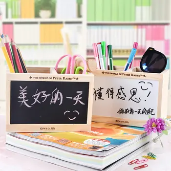 

Coloffice Creative pen holder Wooden double deck with blackboard message board storage box office organizer School Supplies 1PC