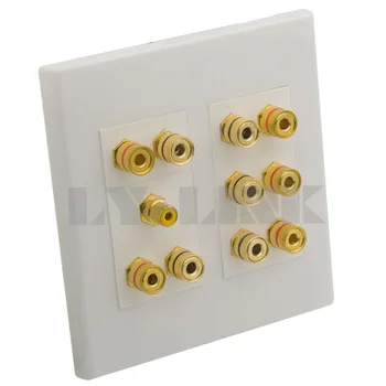 

2 Gang Screwless 5.1 sound box speaker banana wall plate with female to female connector support DIY