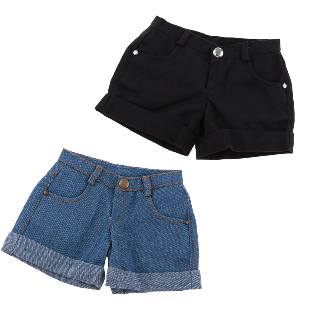 1/3 BJD Smart Doll Clothes Trousers for Dollfie SD DD Cuffed Shorts Casual Outfit Denim & Black