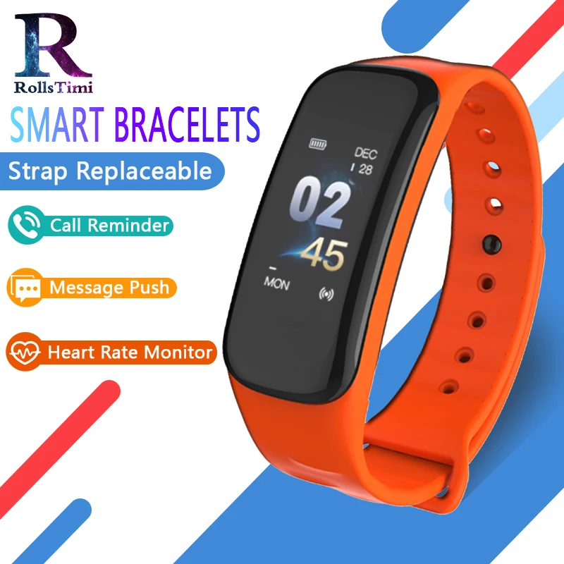 

RollsTimi New Smart Bracelet Waterproof Color Screen Smart Band Real Time Heart Rate Monitor Smart Wristwatch mens Sleep Tracker