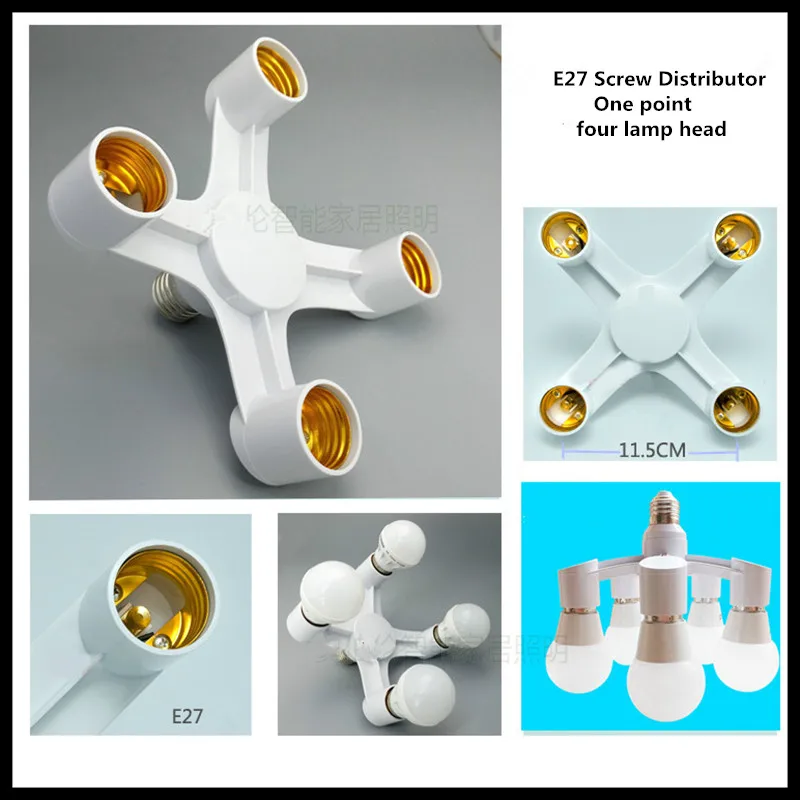 

One points four lamp head splitter screw mouth e27 energy-saving lamp holder 5pc
