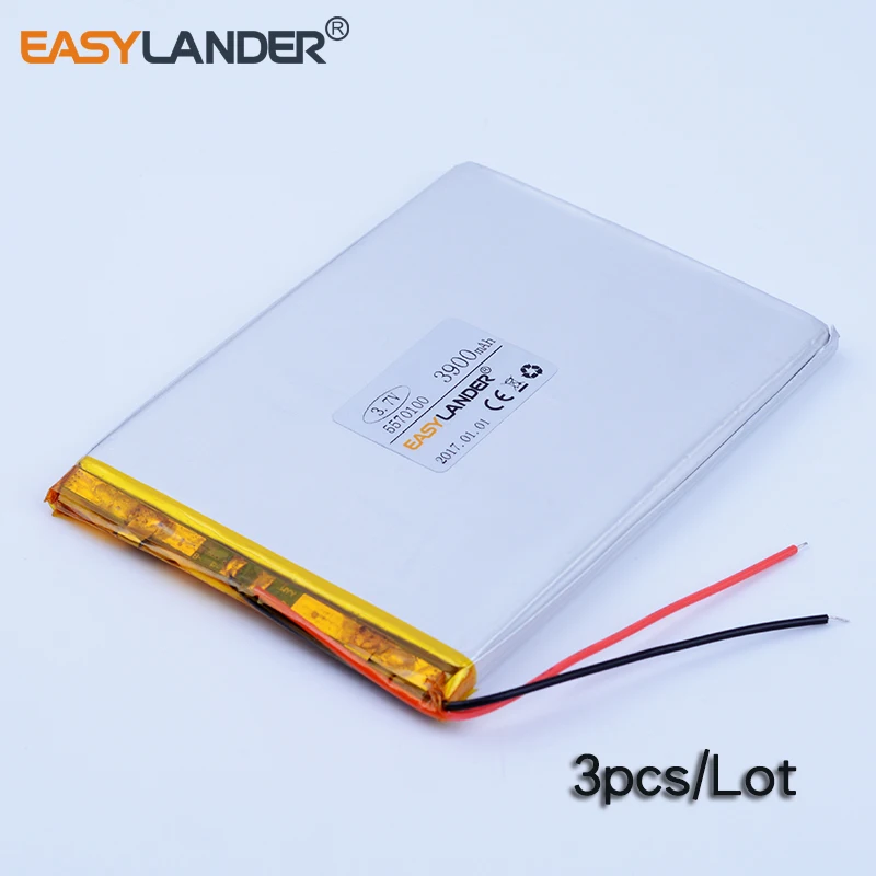 

3pcs/Lot 3.7V 5570100 3900mAh Rechargeable li-Polymer Li-ion Battery For Bluetooth Notebook Tablet PC mobile power PDA DVD DIY