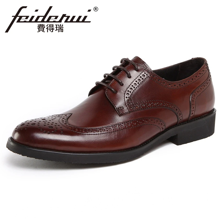 Los Negro Auténtico marrón Pie Brogue Hecho Vintage Zapatos Partido Hombre vino Formal Derby Nuevo Dedo Redonda Hombres Del Tallada A Cuero Tinto Vestido Mano Ymx429 De Oxfords gXqxES