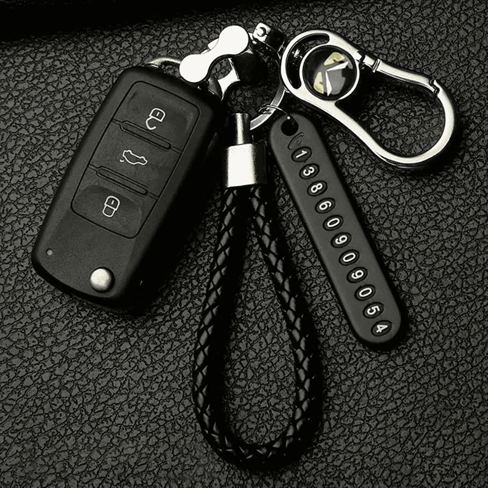 Anti-lost Car Keychain Phone Number Card Keyring Phone Number Plate Key Ring Auto Vehicle Key Chain Accessories