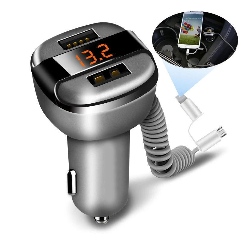 

Multifunction 12V-24V LED Display 2 Port Dual USB Car Charger for iPhone 6 6S Plus Samsung Galaxy S7 S6 Note 3 2 LG G2 HTC ONE