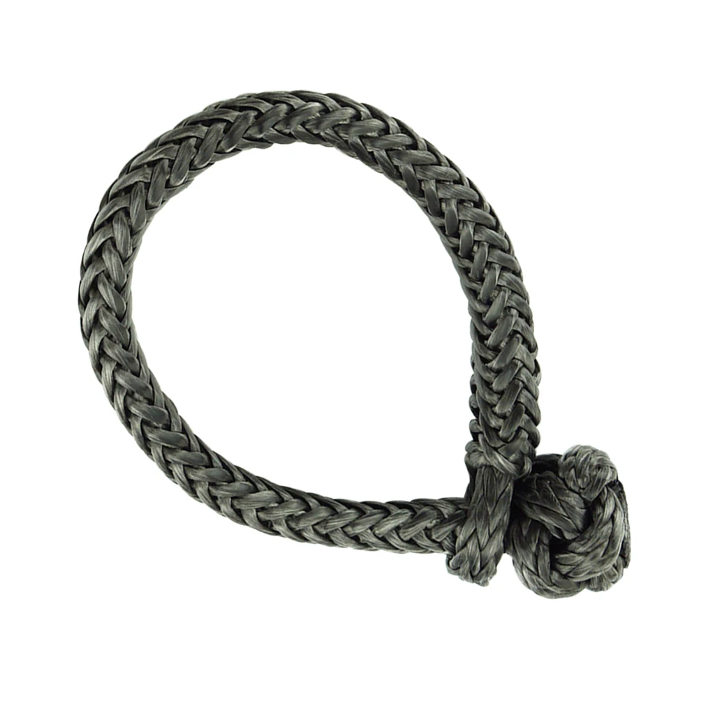 8mmx100mm Rope Soft Shackles 5/16inch ATV Winch Synthetic Shackle Rope Sailing Shackle for Camping Climbing ATV UTV SUV Grey