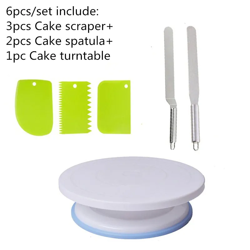 6pcs Urijk пластик торт роторный стол DIY выпечки подставка для торта проигрыватель вращающийся украшения торта выпечки Инструмент Кухонные Принадлежности - Цвет: 6pcs
