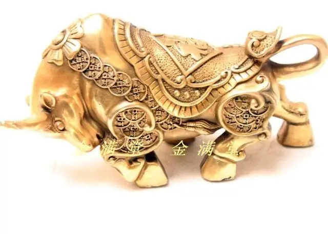 

Bronze copper home decoration crafts decoration fu niu zodiac cattle coins cattle Factory Copper Feng Shui crafts