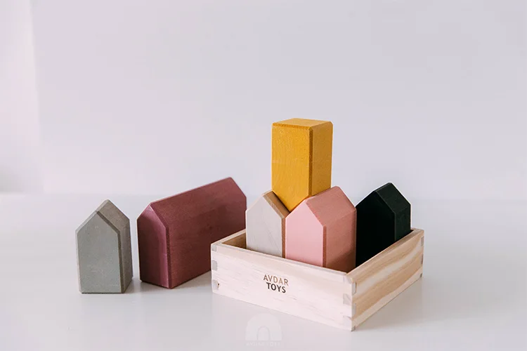 Casa de Madeira Blocos de Construção de Blocos de Construção das Crianças Meninos e Meninas Brinquedos de Blocos de Construção de Brinquedos de Proteção Pequena Ambiental 9 Blocos de madeira