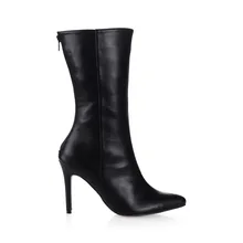 2018 Outono das Mulheres Mid-calf High-Botas de Salto Alto Sapatos de Mulher Plus Size 43 Botas Feminina de Alta Perna Botas Sexy Dedo Apontado Zip botas