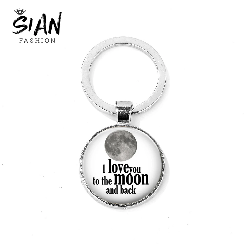 SIAN I Love You To The Moon и Back Quote брелок для ключей Galaxy Planet Space стеклянный кабошон ручной