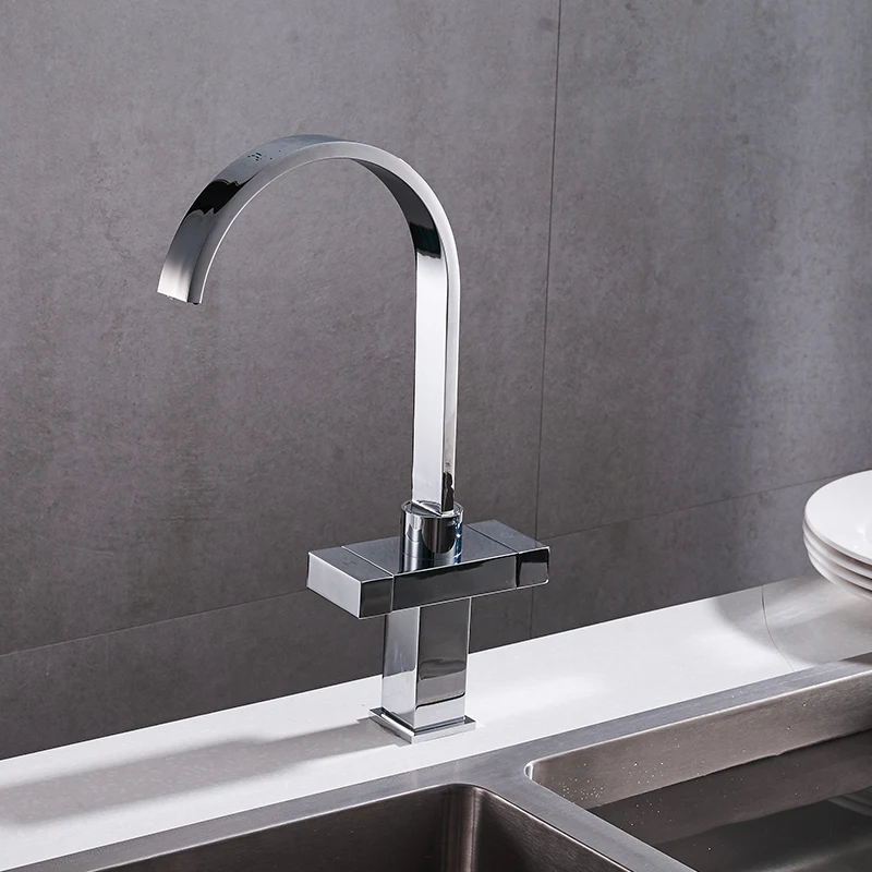Modern Simple Waterfall Kitchen Faucet Square Dual Handle Stainless Steel Basin Faucets 360 Swivel Chrome Mixer Sink Tap 88307B Modern Simple Waterfall Kitchen Faucet Square Dual Handle Stainless Steel Basin Faucets 360 Swivel Chrome Mixer Sink Tap 88307B
