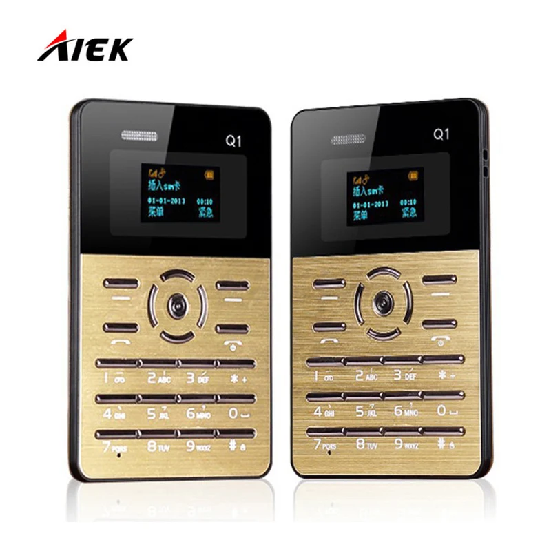Original AIEK Q1 Quad Band Mini Ultra thin Pocket Card Cool Children Mobile Cell Phone MP3