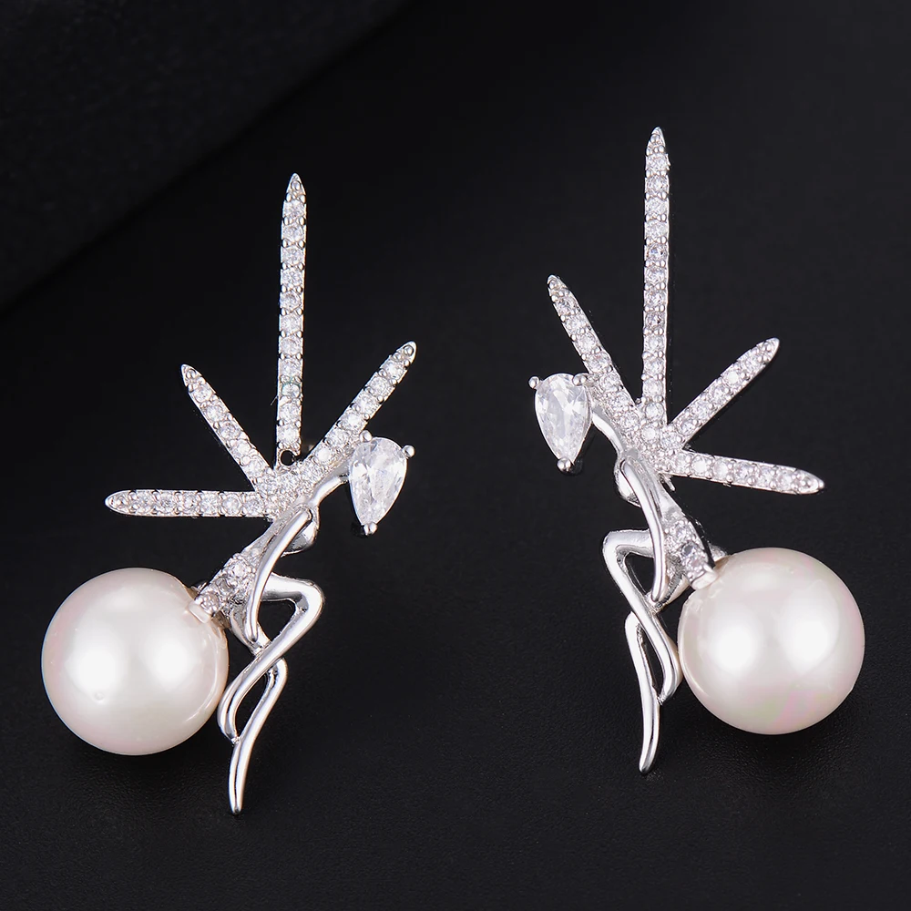 Missvikki эльф Ангел девушка белый Peal серьги гвоздики Jewellery букле D Oreille кубический цирконий мода модные женские туфли ювелирные изделия