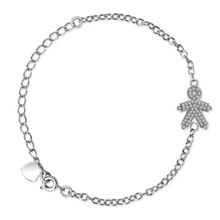 Rusia Moda 925 Pulsera de Plata Con Zirconia Cúbico Claro Para Little Boy And Girl Con el Hijo Y la Hija Mejor Regalo joyería