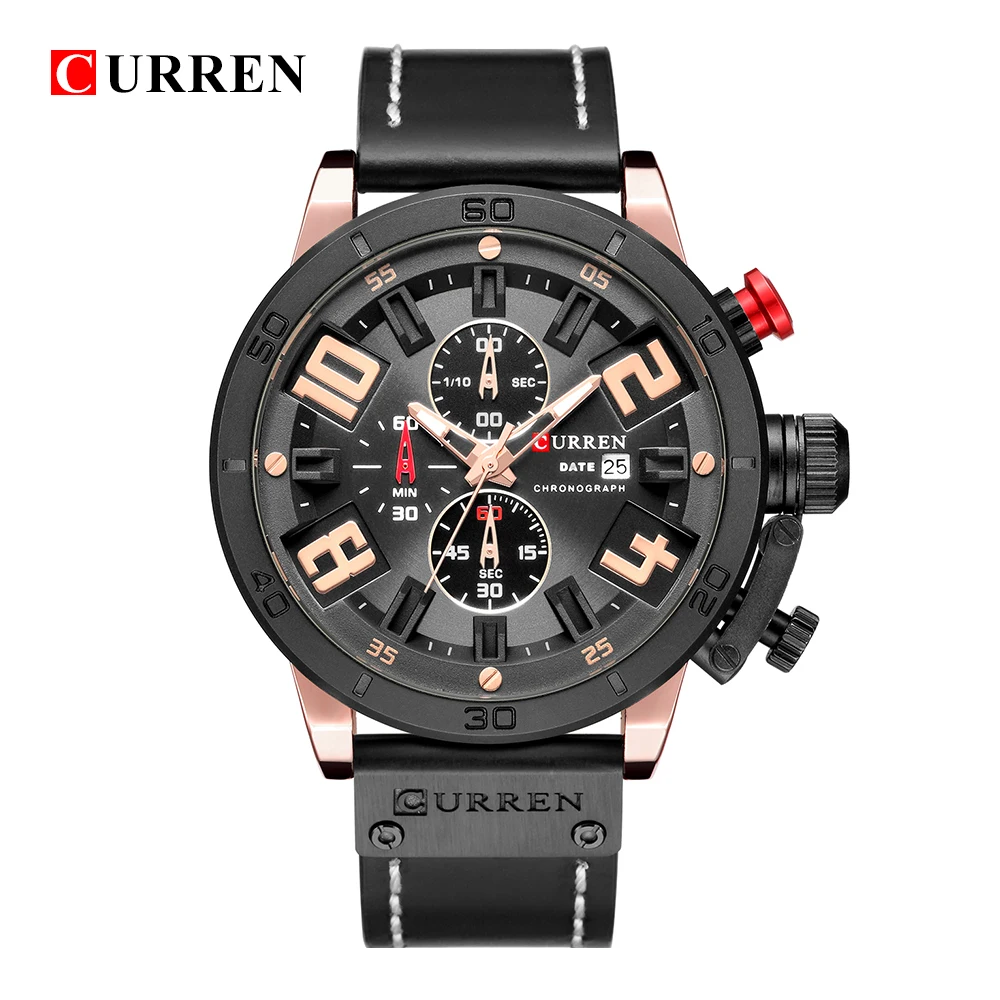 Preise Curren Uhren 2018 Uhren Männer Chronograph Sport Leder Strap Militär Quarz Curren Uhren Männer Armee Mode Marke Männlichen Uhr