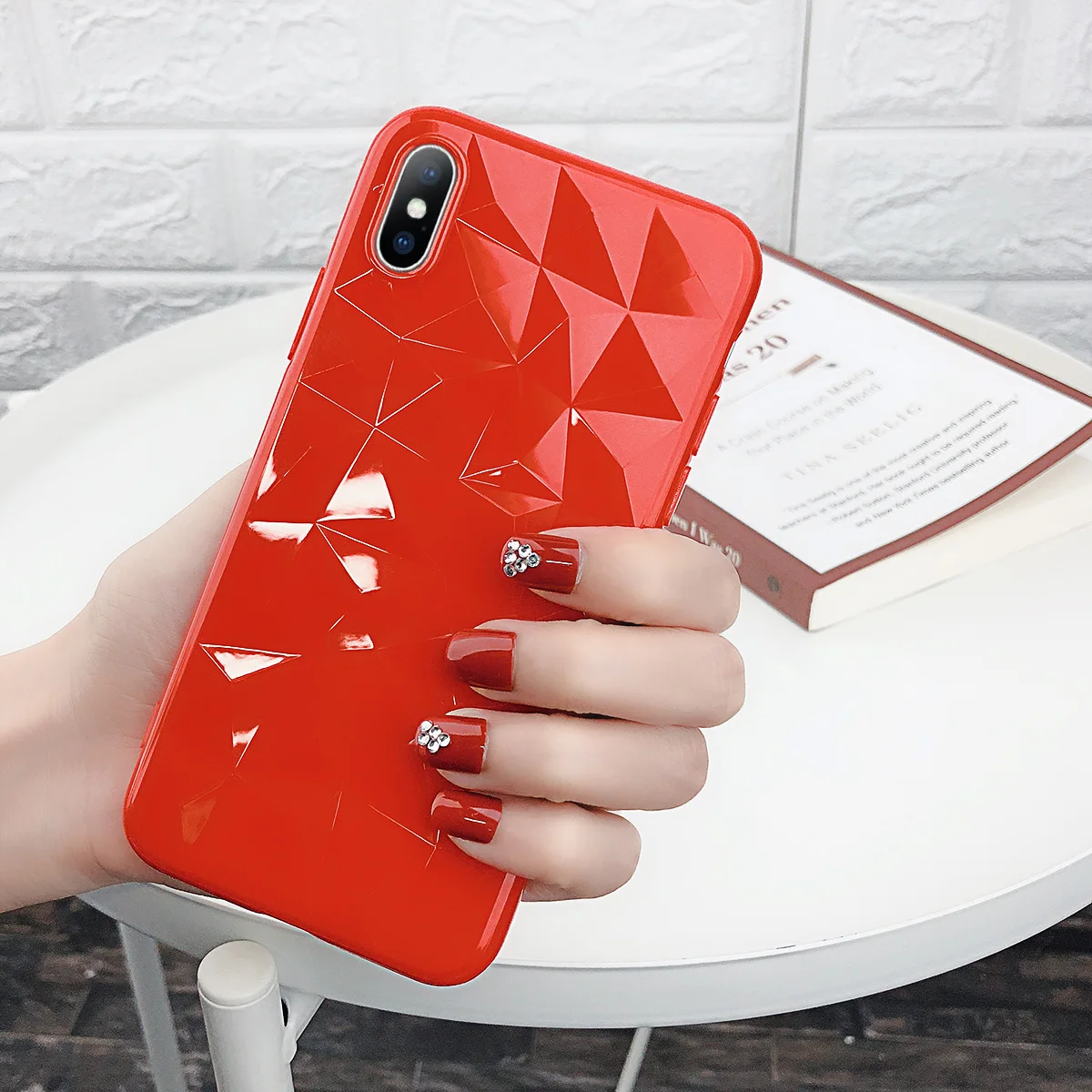 Lovebay чехол для телефона для iPhone 6 6s 7 8 Plus X XR XS Max модные яркие цвета 3D Алмазная текстура мягкий ТПУ чехол для телефона - Цвет: Красный