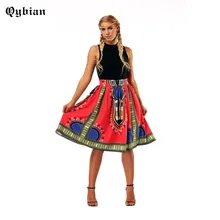 Мода Новое поступление; Летнее мода, эластичная резинка на талии, богемный стиль, цветочный принт WomenHigh Талия бальное платье миди кататься на коньках