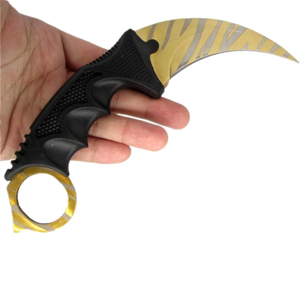 CS hawkbill тактический нож для самообороны GO counter strike атакующий Коготь karambit шейный нож настоящий боевой бой лагерь Поход на открытом воздухе - Цвет: Gold Stripe